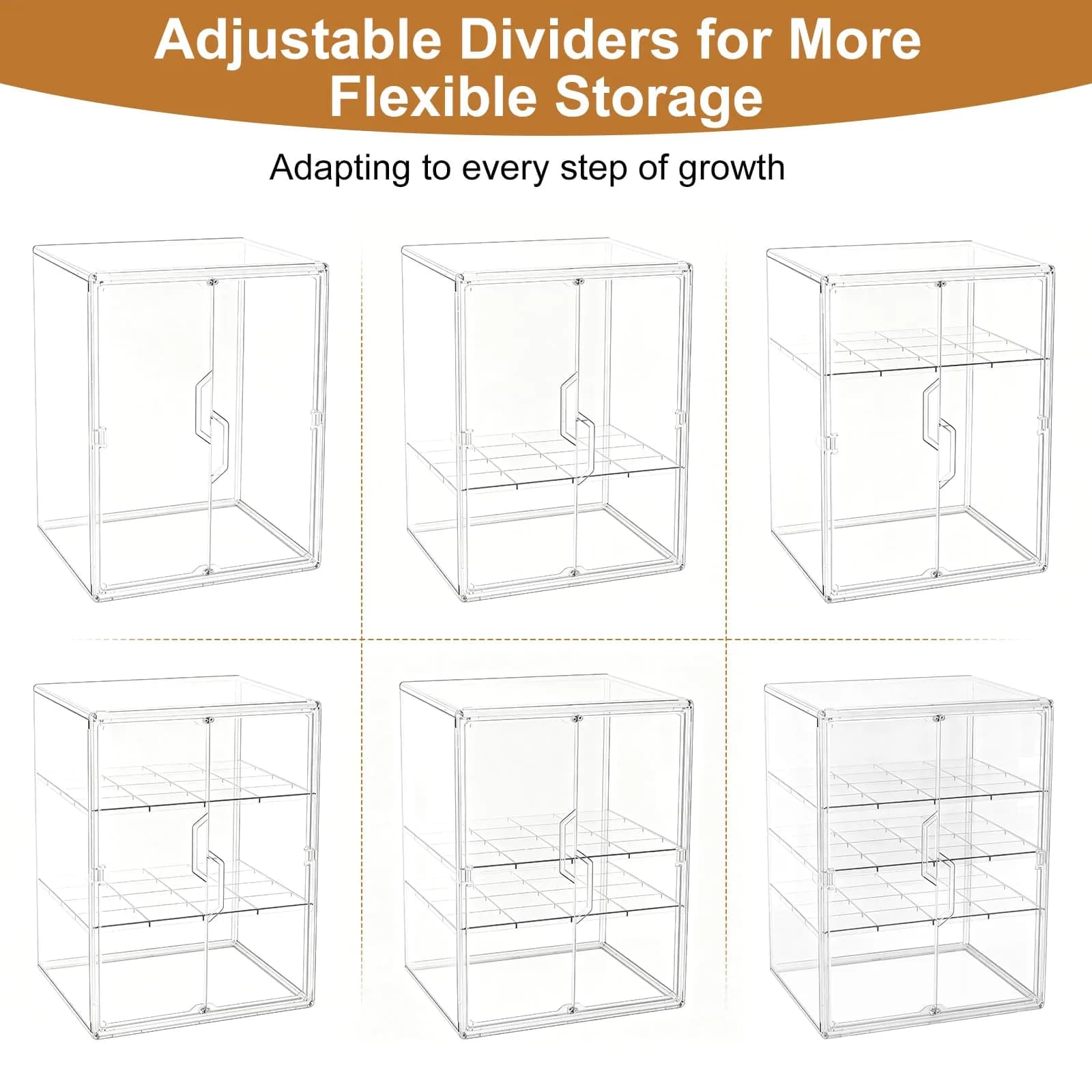 ERTIUANIO 4-Tier Baby Bottle Organizer with Double Doors | Clear Acrylic Countertop Cabinet Storage - view 6