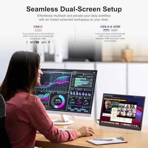WCV 14 Inch Portable Monitor 1920×1200 IPS | Ultra-Slim Travel Display for Gaming & Work thumbnail 6