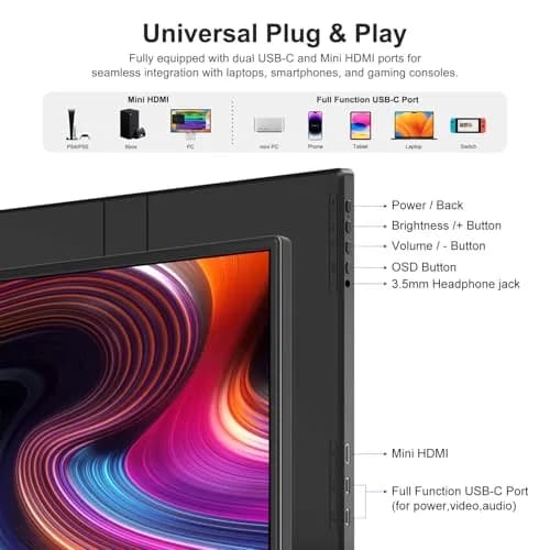 WCV 14 Inch Portable Monitor 1920×1200 IPS | Ultra-Slim Travel Display for Gaming & Work thumbnail 8