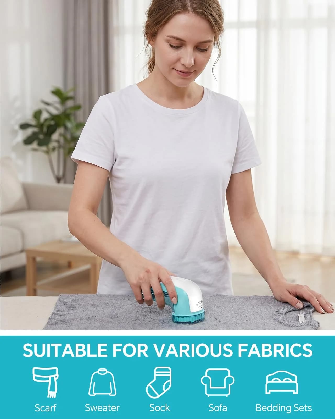 BEAUTURAL Fabric Shaver and Lint Remover, Portable Sweater Defuzzer with 2 Extra Blades | Battery Operated for Garments - view 5