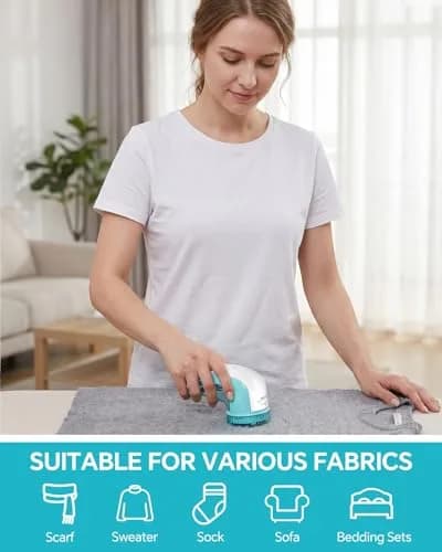 BEAUTURAL Fabric Shaver and Lint Remover, Portable Sweater Defuzzer with 2 Extra Blades | Battery Operated for Garments thumbnail 5