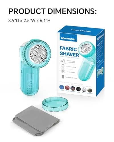 BEAUTURAL Fabric Shaver and Lint Remover, Portable Sweater Defuzzer with 2 Extra Blades | Battery Operated for Garments thumbnail 6