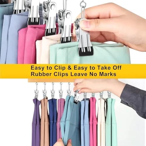ORROENS Wooden Pants Hangers with Clips for Closet - 4 Pack, Natural Finish | Maximize Closet Space with 360° Rotating Design thumbnail 5