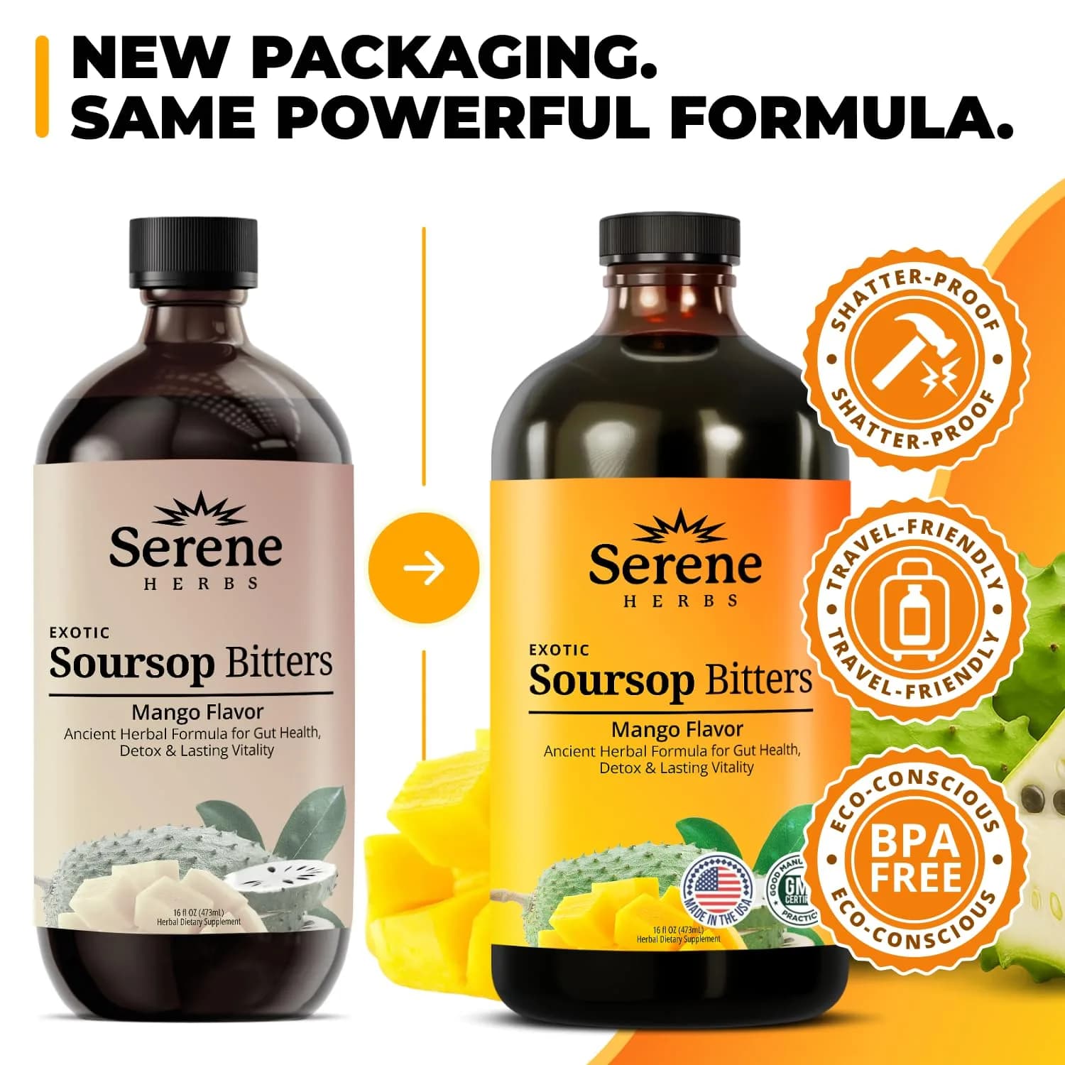 Serene Herbs Soursop Bitters Liquid with Mango, Black Seed, Moringa, Irish Moss & Ashwagandha, 475ml (16 Fl Oz) | Gut Cleanse & Detox - view 6