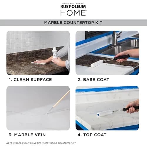 Rust-Oleum Home Marble Black Countertop Coating Kit | Durable Faux Marble Finish, 72 Fl Oz thumbnail 6