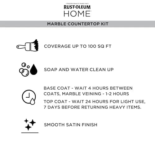 Rust-Oleum Home Marble Black Countertop Coating Kit | Durable Faux Marble Finish, 72 Fl Oz thumbnail 8