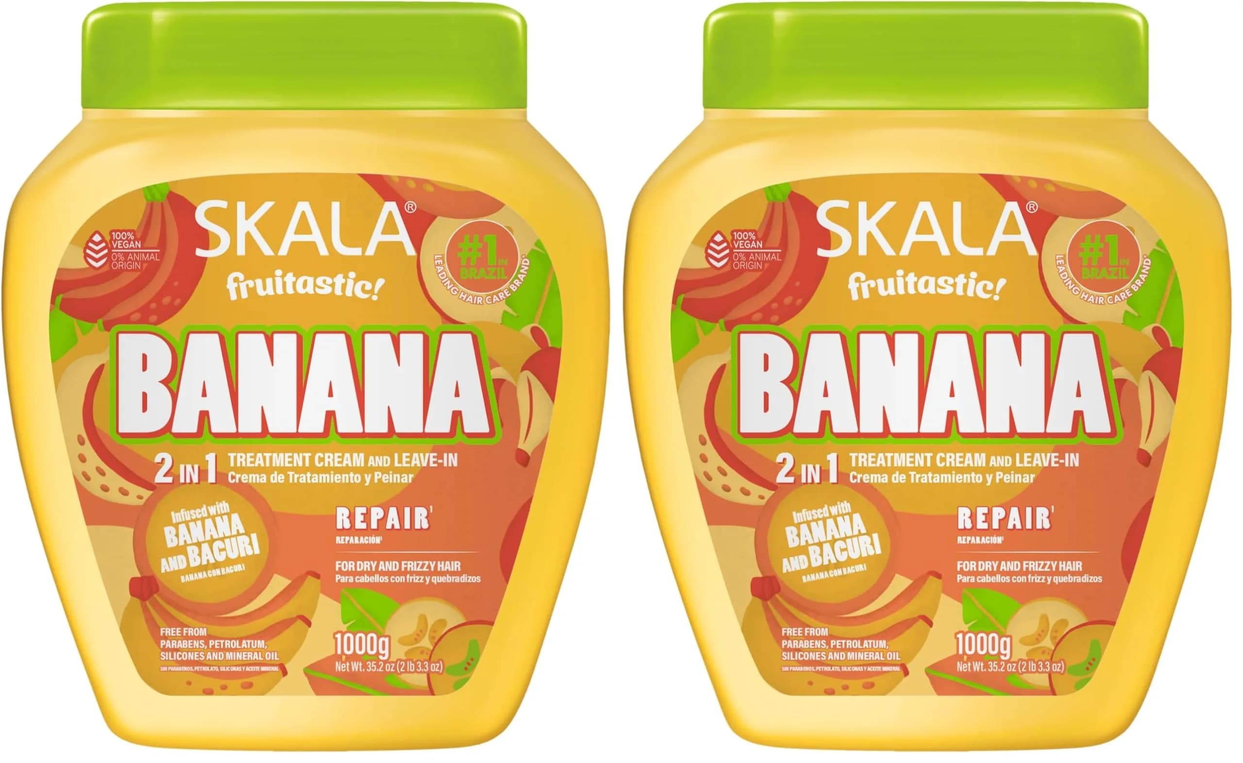SKALA Banana 2 in 1 Treatment Cream & Leave In Conditioner, 1kg | Deep Hydration & Frizz Control — SKALA 2 en 1 CREMA DE TRATAMIENTO PLÁTANO 35.3oz