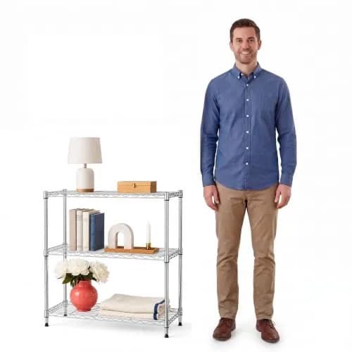 Brutis 3-Tier Metal Wire Shelf, 250 lb/Shelf, Chrome, 13.5x23.3x30.1 in | Heavy-duty storage for home & commercial use thumbnail 1