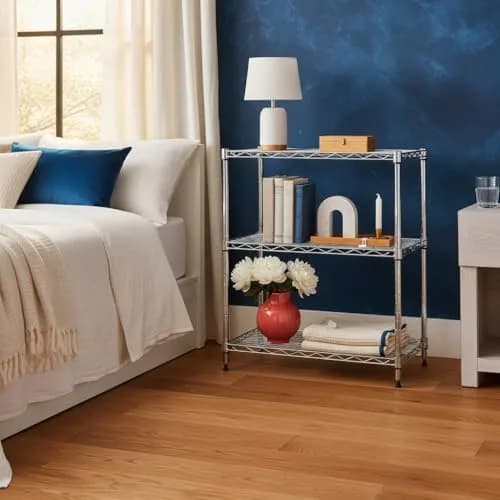 Brutis 3-Tier Metal Wire Shelf, 250 lb/Shelf, Chrome, 13.5x23.3x30.1 in | Heavy-duty storage for home & commercial use thumbnail 2