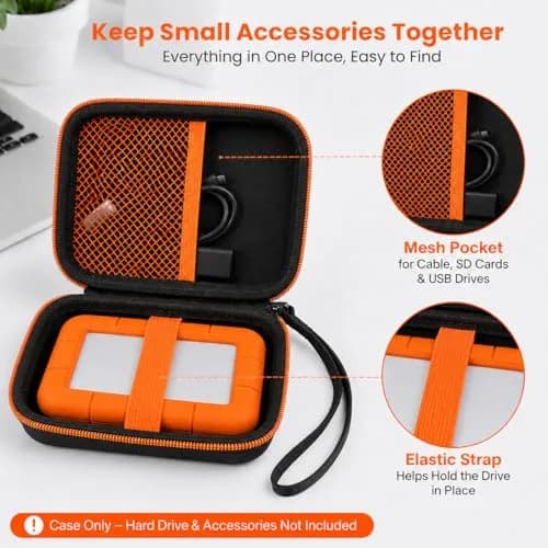 ALKOO Hard Drive Case for LaCie Rugged Mini 1TB-5TB | Protects Drive & Accessories thumbnail 3