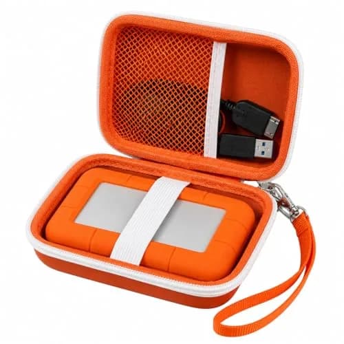 ALKOO Case for LaCie Rugged Mini 1TB/2TB/4TB/5TB External Hard Drive | Tangerine Orange Hard Shell Organizer with Accessory Pocket — Tangerine