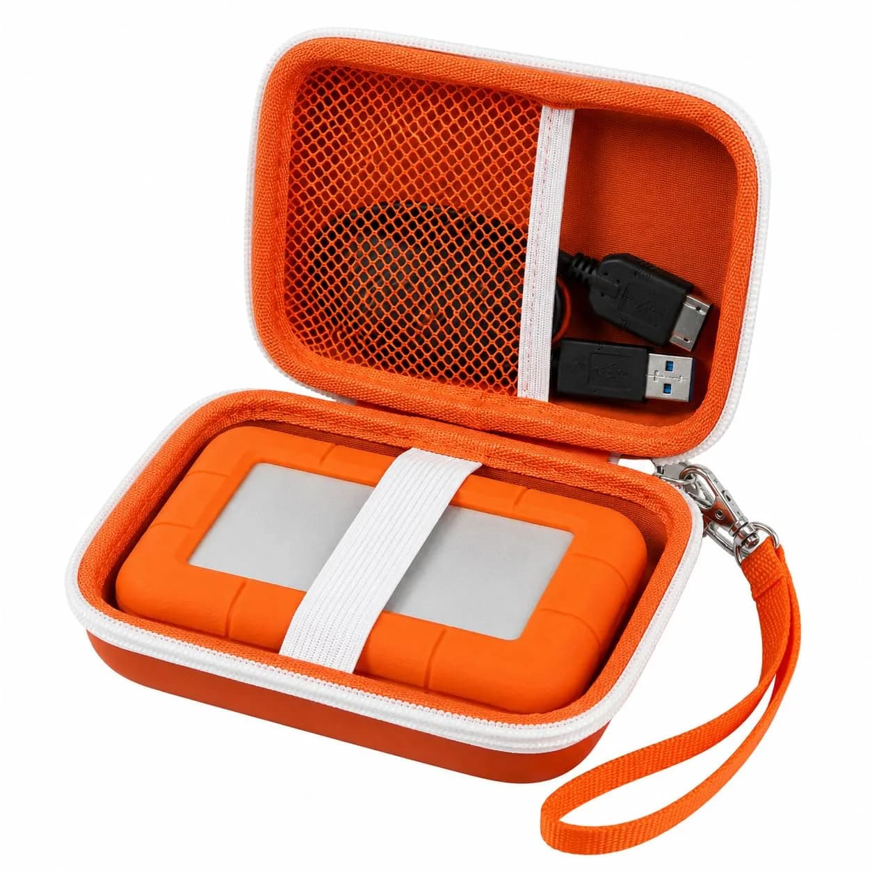 ALKOO Case for LaCie Rugged Mini 1TB/2TB/4TB/5TB External Hard Drive | Tangerine Orange Hard Shell Organizer with Accessory Pocket