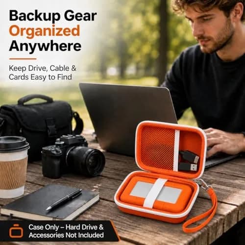 ALKOO Case for LaCie Rugged Mini 1TB/2TB/4TB/5TB External Hard Drive | Tangerine Orange Hard Shell Organizer with Accessory Pocket thumbnail 8