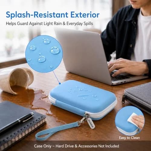 ALKOO Case for LaCie Rugged Mini External Hard Drive | Blue Hard Shell Organizer with Accessory Pocket & Wrist Strap thumbnail 5