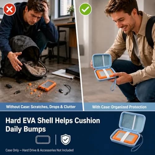 ALKOO Case for LaCie Rugged Mini External Hard Drive | Blue Hard Shell Organizer with Accessory Pocket & Wrist Strap thumbnail 6