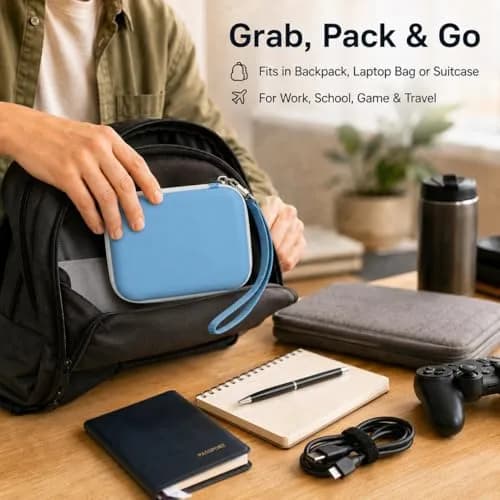 ALKOO Case for LaCie Rugged Mini External Hard Drive | Blue Hard Shell Organizer with Accessory Pocket & Wrist Strap thumbnail 8