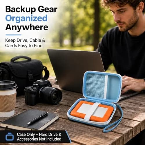 ALKOO Case for LaCie Rugged Mini External Hard Drive | Blue Hard Shell Organizer with Accessory Pocket & Wrist Strap thumbnail 9