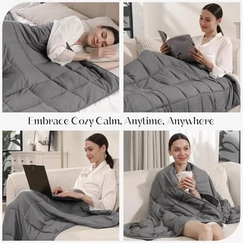 Smart Queen Weighted Blanket 15lbs (48”x72”) Twin Size | Deep Sleep & All-Season Comfort thumbnail 5
