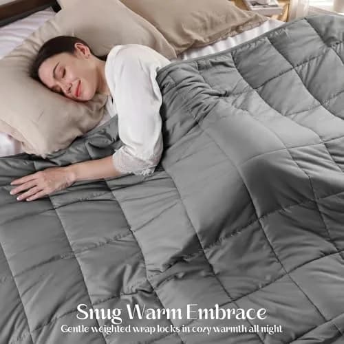 Smart Queen Weighted Blanket 15lbs (48”x72”) Twin Size | Deep Sleep & All-Season Comfort thumbnail 2