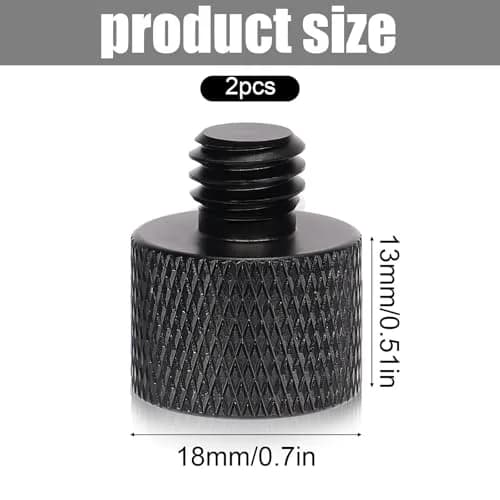 SAVITA Mic Foot Adapter 2pcs Aluminum Black | 3/8 Male to 5/8 Female Tripod Screw Adapter thumbnail 2