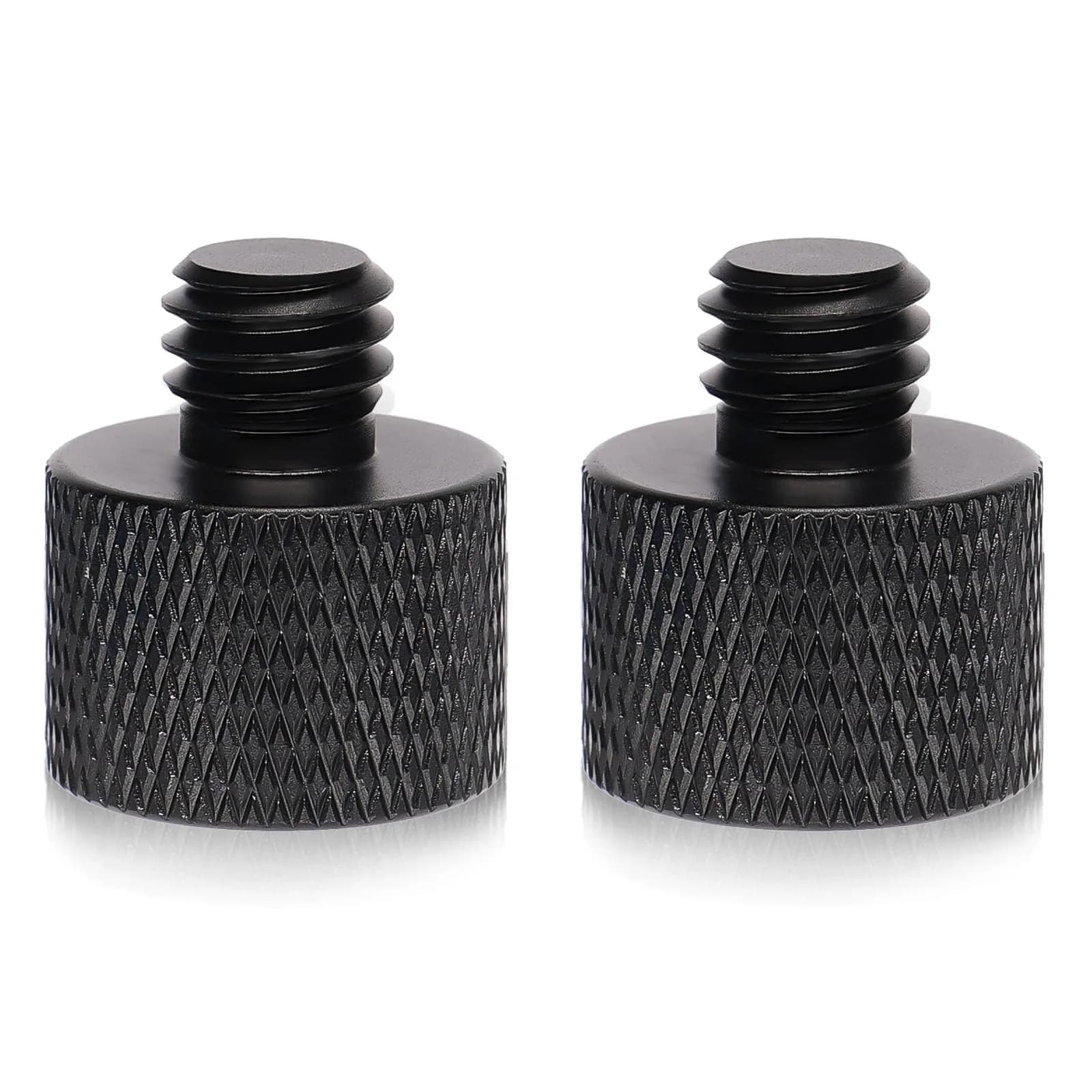 SAVITA Mic Foot Adapter 2pcs Aluminum Black | 3/8 Male to 5/8 Female Tripod Screw Adapter - main product image