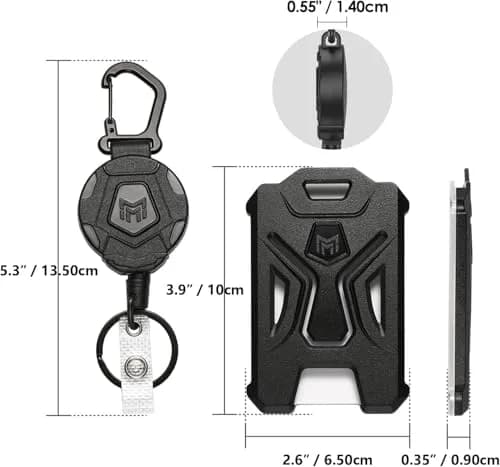 MNGARISTA Black Heavy Duty Retractable Badge Holder with Carabiner Keychain & 31.5" Reel | 8-Pack thumbnail 4