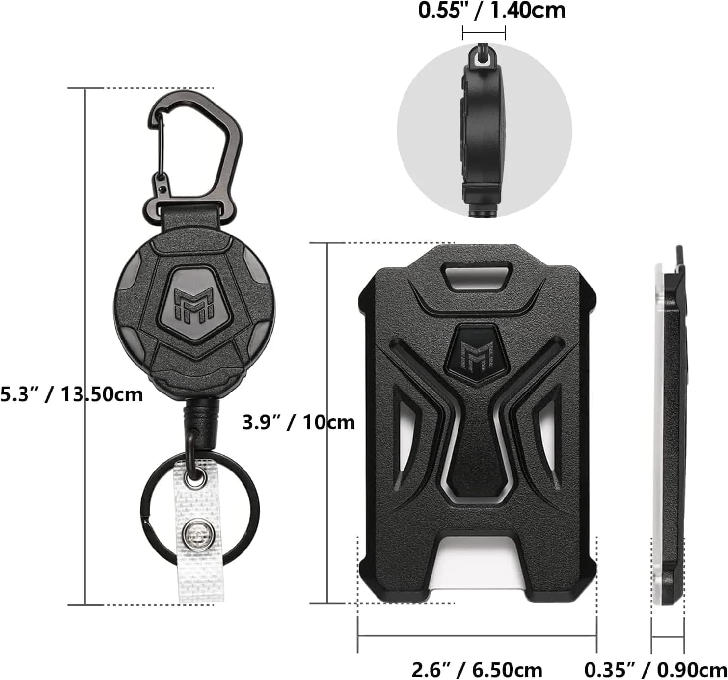 MNGARISTA Black Heavy Duty Retractable Badge Holder with Carabiner Keychain & 31.5" Reel | 8-Pack - view 4