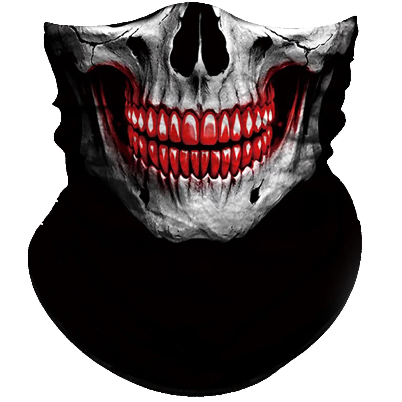 Obacle Skull Face Mask Half - Skull White Face With Red Teeth Design for Dust, Wind & UV Protection - main product image