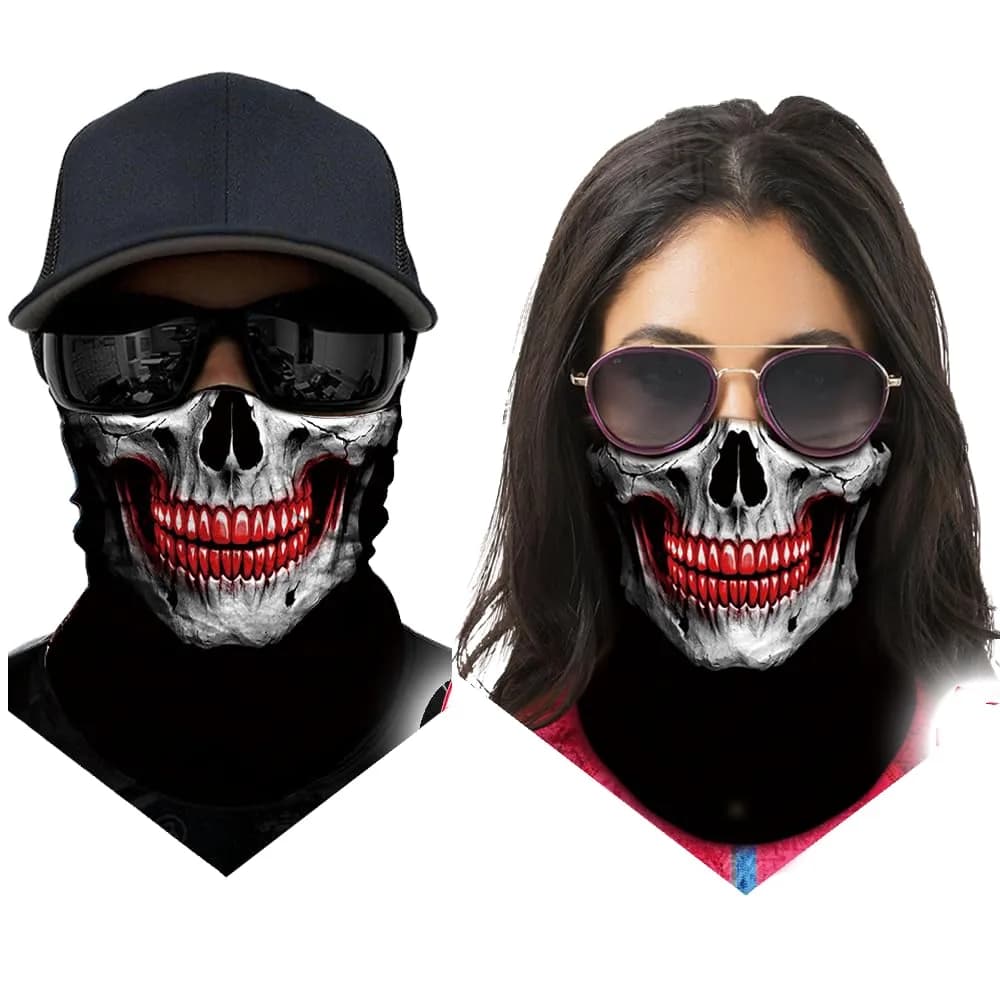 Obacle Skull Face Mask Half - Skull White Face With Red Teeth Design for Dust, Wind & UV Protection - view 2