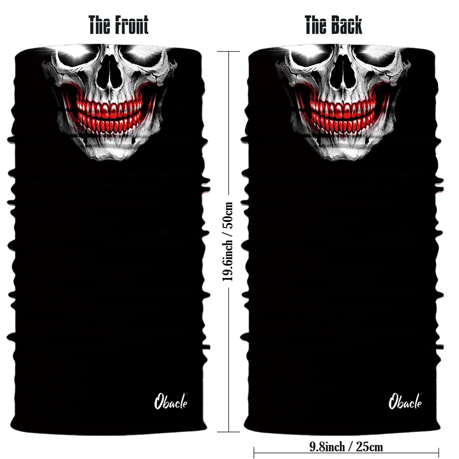 Obacle Skull Face Mask Half - Skull White Face With Red Teeth Design for Dust, Wind & UV Protection - view 3