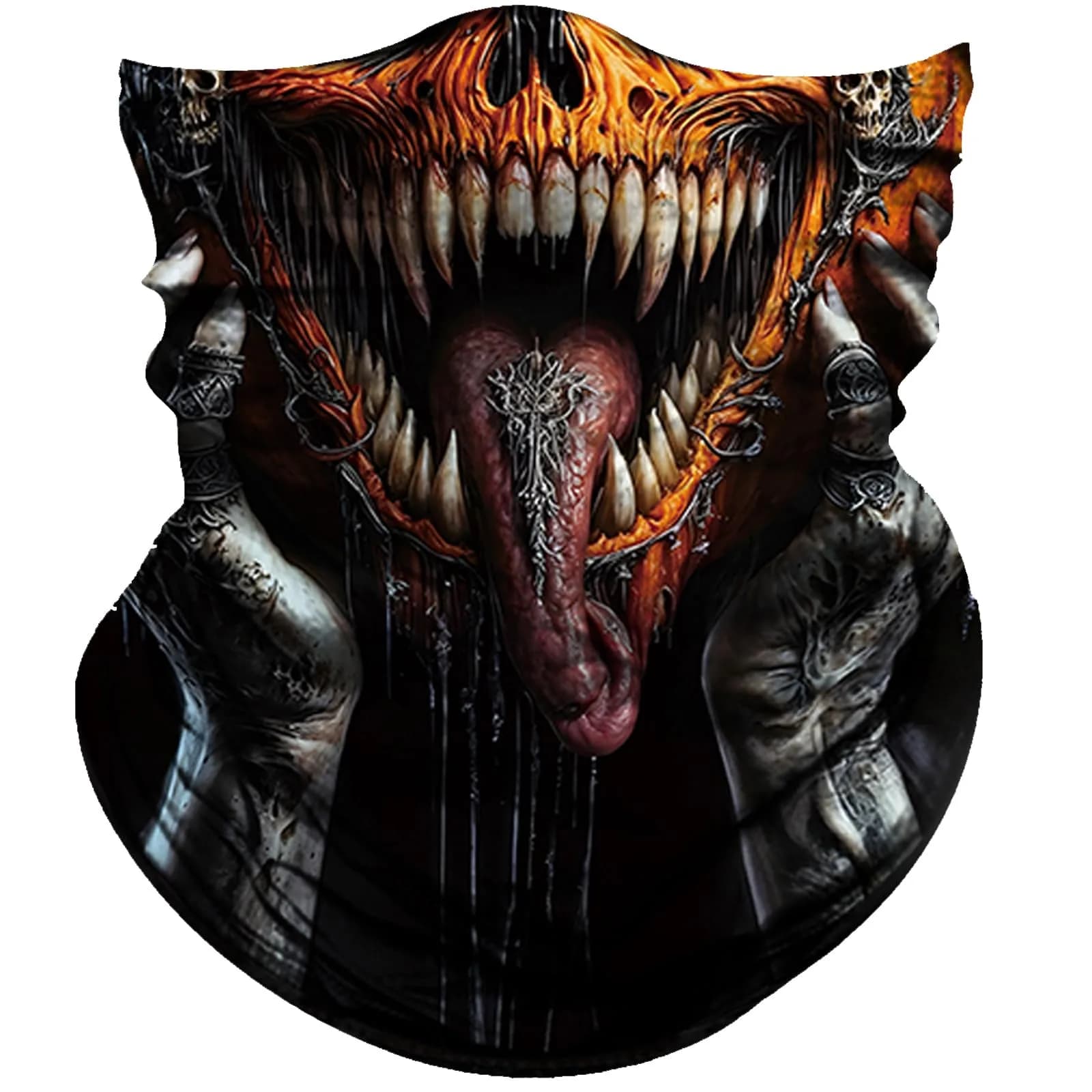 Obacle Skull Triangle Face with Long Tongue Frightening Half Face Mask for Dust, Wind, UV Sun Protection - main product image
