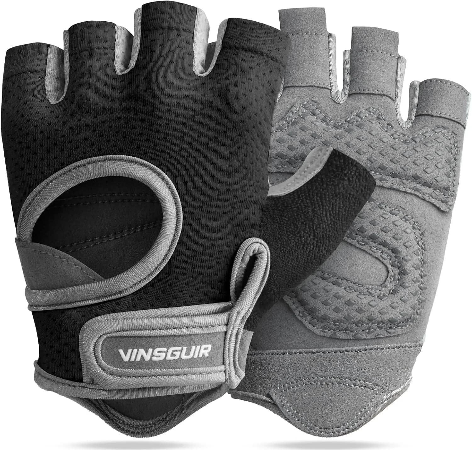 VINSGUIR Workout Gloves for Women & Men - Black/Gray, Small Size for Enhanced Grip & Protection - main product image