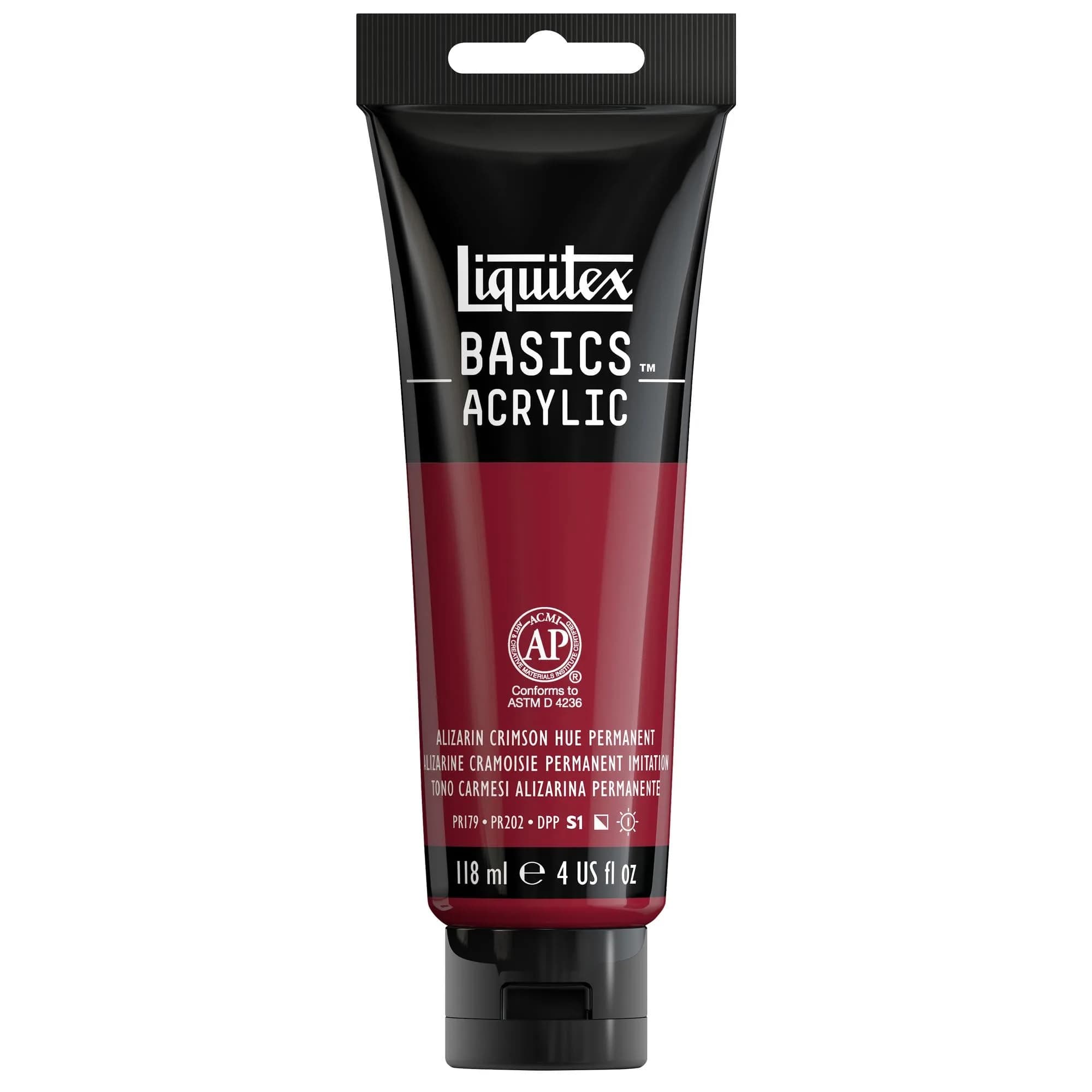 Liquitex BASICS Acrylic Paint, Alizarin Crimson Hue, 118ml (4-oz) Tube | Medium Viscosity for Beginners - main product image
