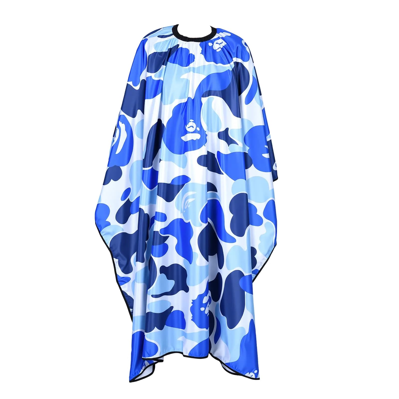 FaHaner Waterproof Barber Cape Blue Polyester Elastic Neck Adjustable Snap | Full Body Coverage for Haircut & Styling