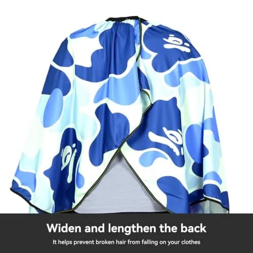 FaHaner Waterproof Barber Cape Blue Polyester Elastic Neck Adjustable Snap | Full Body Coverage for Haircut & Styling thumbnail 6