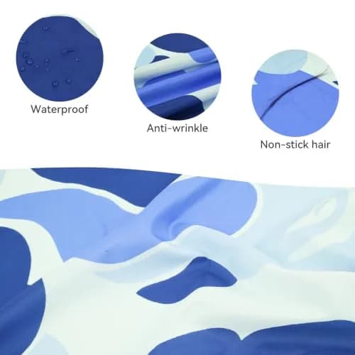 FaHaner Waterproof Barber Cape Blue Polyester Elastic Neck Adjustable Snap | Full Body Coverage for Haircut & Styling thumbnail 3
