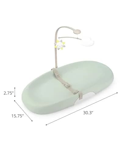 Skip Hop Baby Changing Pad Nursery Style Wipe-Clean Contoured with Cushioned Foam, Non-Skid Base, Built-in Safety Belt & Tuck-Away Toy Bar Fits Standard Changing Tables, Sage | Wipeable, Cushioned & Safe thumbnail 5