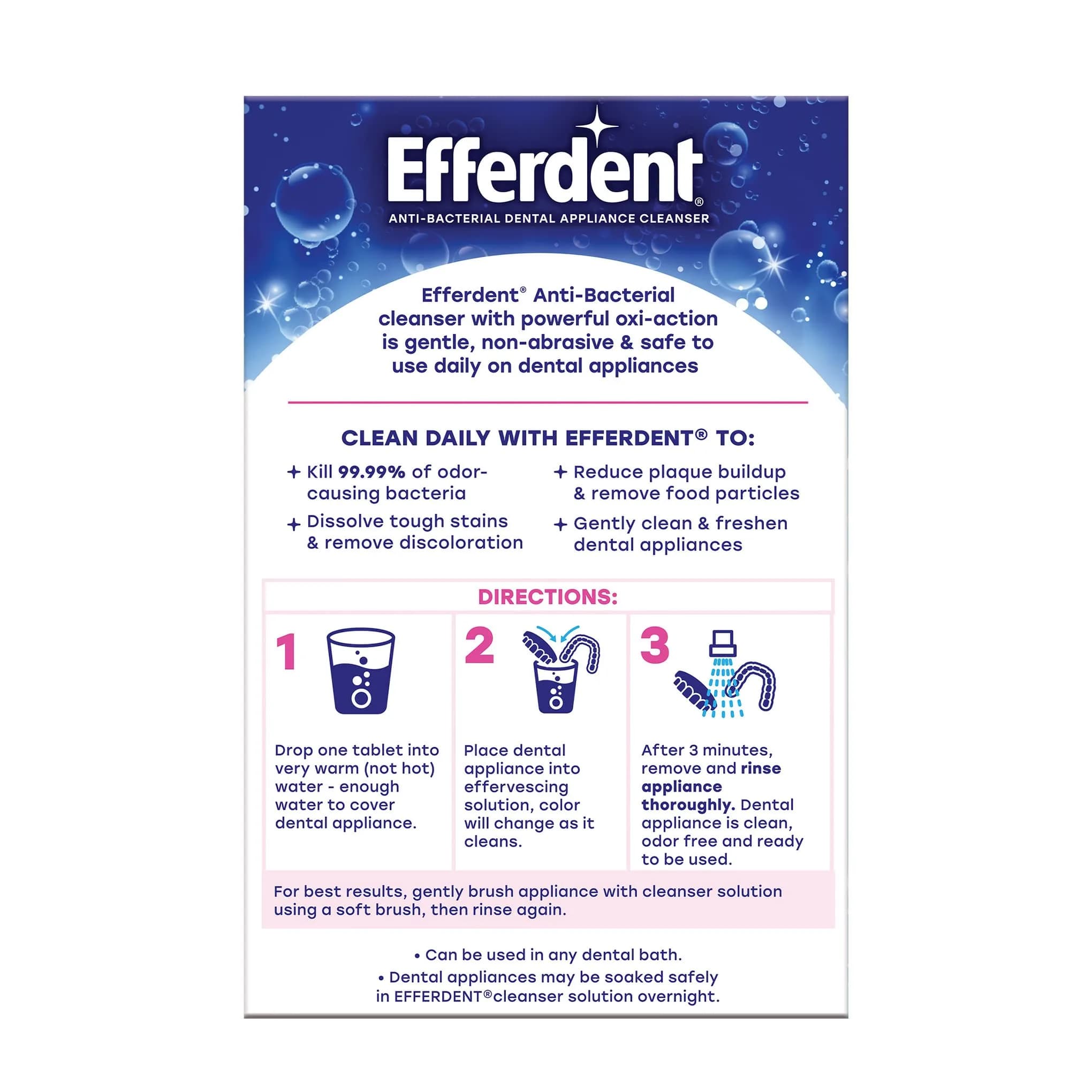 Efferdent Denture Cleaner Tablets Complete Clean 252 Tablets (Pack of 2) | Kills 99.99% Bacteria - view 6