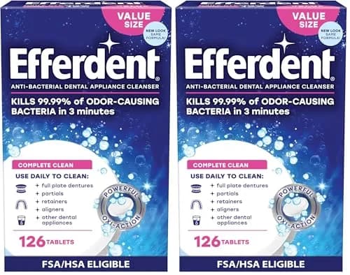 Efferdent Denture Cleaner Tablets Complete Clean 252 Tablets (Pack of 2) | Kills 99.99% Bacteria thumbnail 1