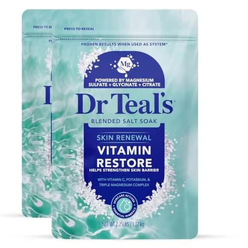 Dr Teal's Skin Renewal Vitamin Restore Salt Soak 36oz (2-pack) | Boosts Skin Barrier & Refreshes thumbnail 1