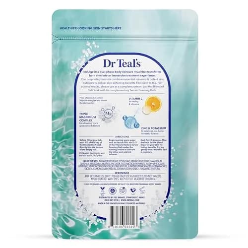 Dr Teal's Skin Renewal Vitamin Restore Salt Soak 36oz (2-pack) | Boosts Skin Barrier & Refreshes thumbnail 2