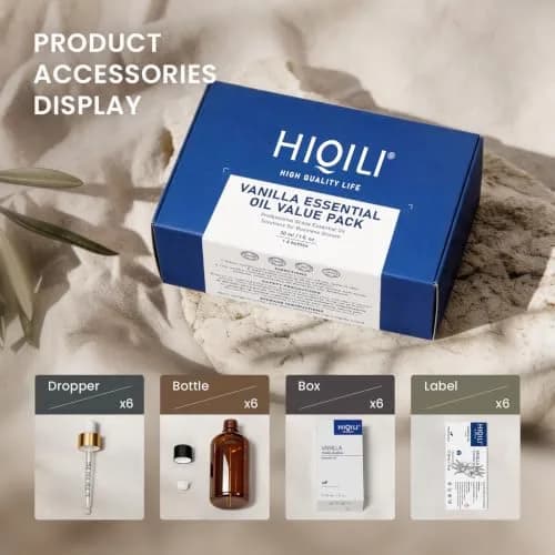 HIQILI Vanilla Essential Oil Set, 6 x 1.01 Fl Oz (6.06 Fl Oz Total) | Warm Sweet Aroma for Skin, DIY & Home thumbnail 6