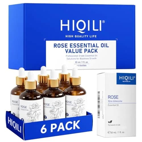 HIQILI Rose Essential Oil Set with Stable Quality, 6 x 1 fl oz Bottles | Authentic USA Import for Skin Care & Aromatherapy - view 3