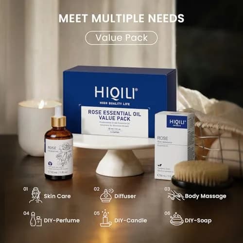 HIQILI Rose Essential Oil Set with Stable Quality, 6 x 1 fl oz Bottles | Authentic USA Import for Skin Care & Aromatherapy - view 5