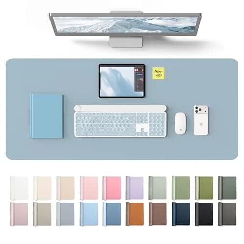 YSAGi Leather Desk Protector 42" x 17.2" (106.7cm x 43.7cm) Ice Blue | Protects Your Desk & Enhances Workspace thumbnail 1