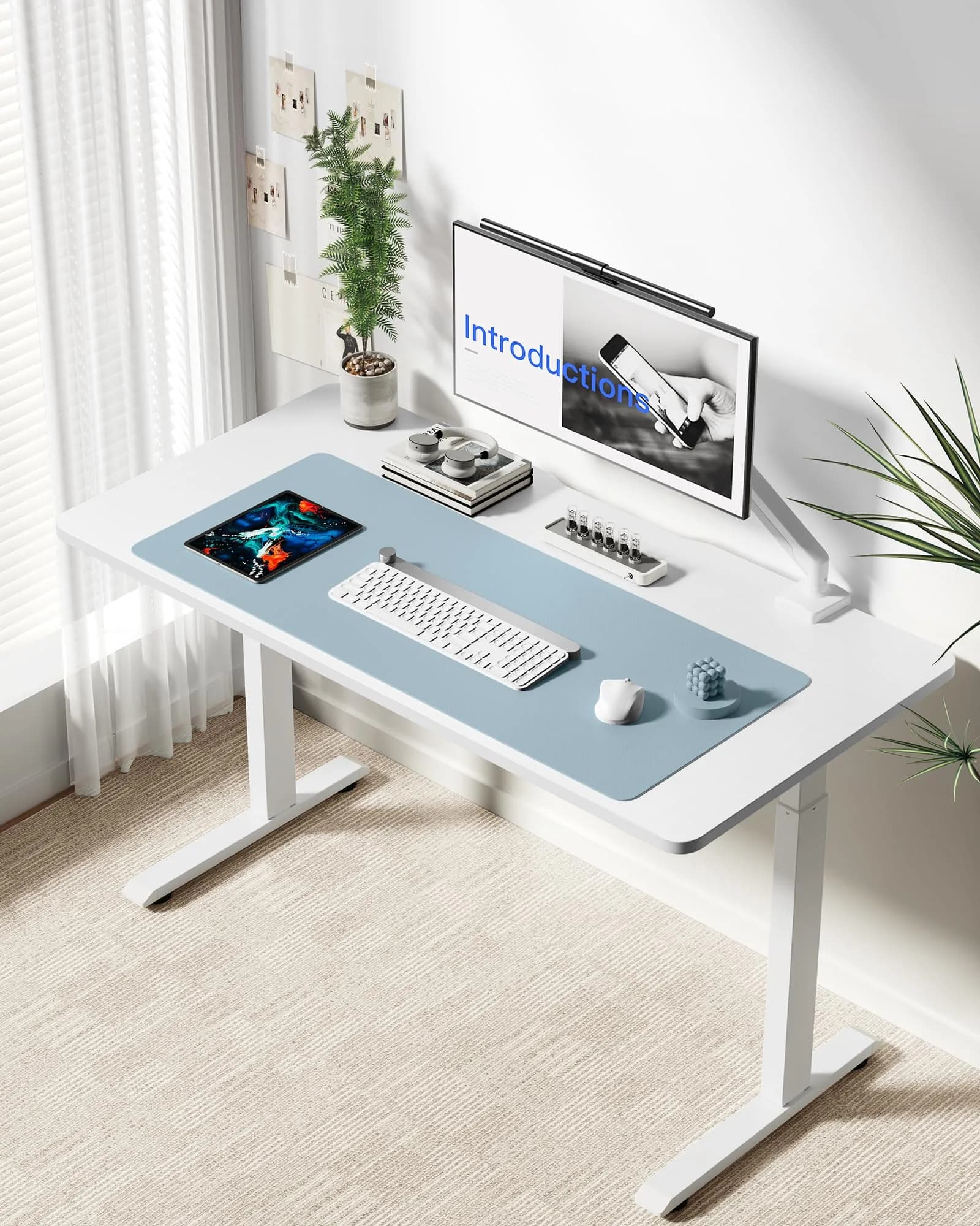YSAGi Leather Desk Protector 42" x 17.2" (106.7cm x 43.7cm) Ice Blue | Protects Your Desk & Enhances Workspace - view 2