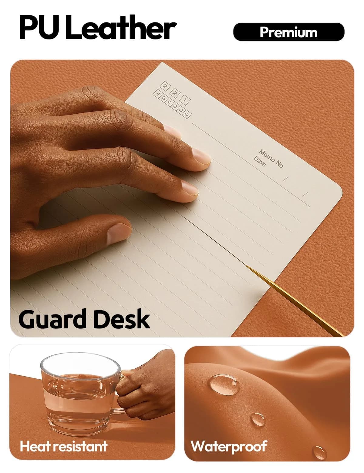 YSAGi Leather Desk Protector Large Mouse Mat 42" x 17.2" | Protects Your Desk from Scratches and Spills - view 3