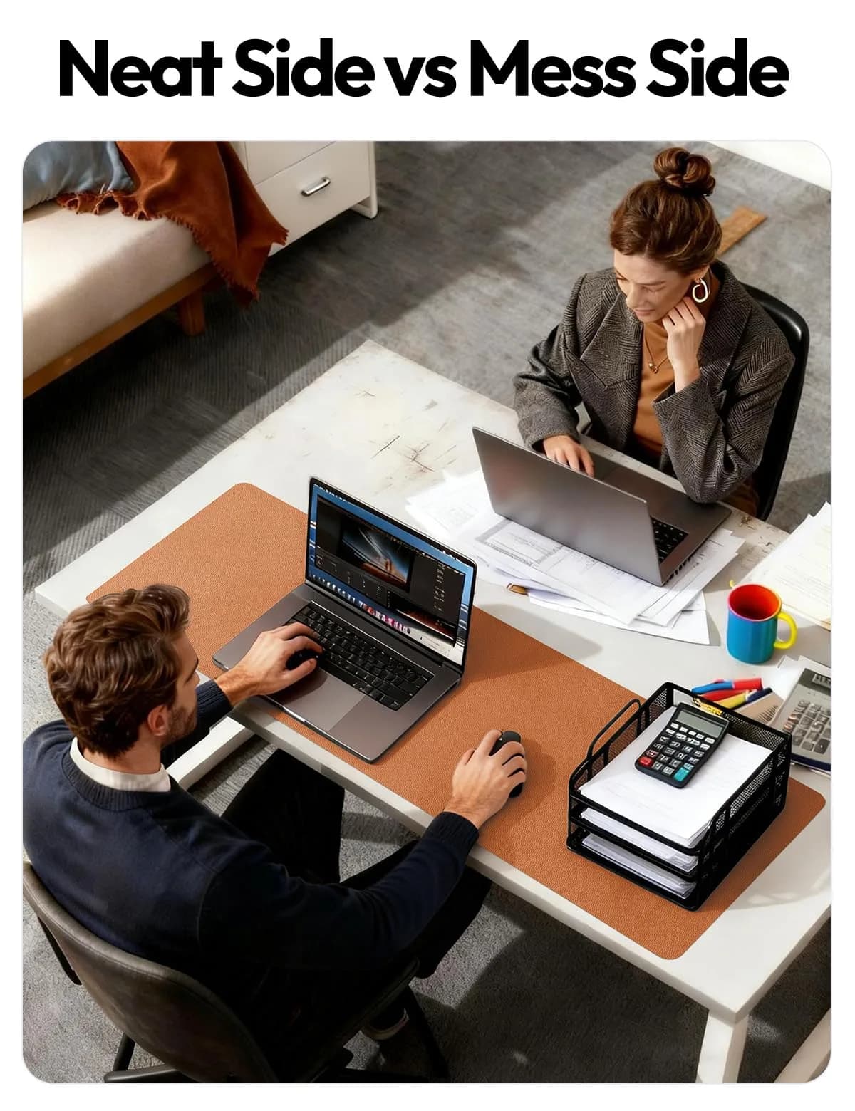 YSAGi Leather Desk Protector Large Mouse Mat 42" x 17.2" | Protects Your Desk from Scratches and Spills - view 6