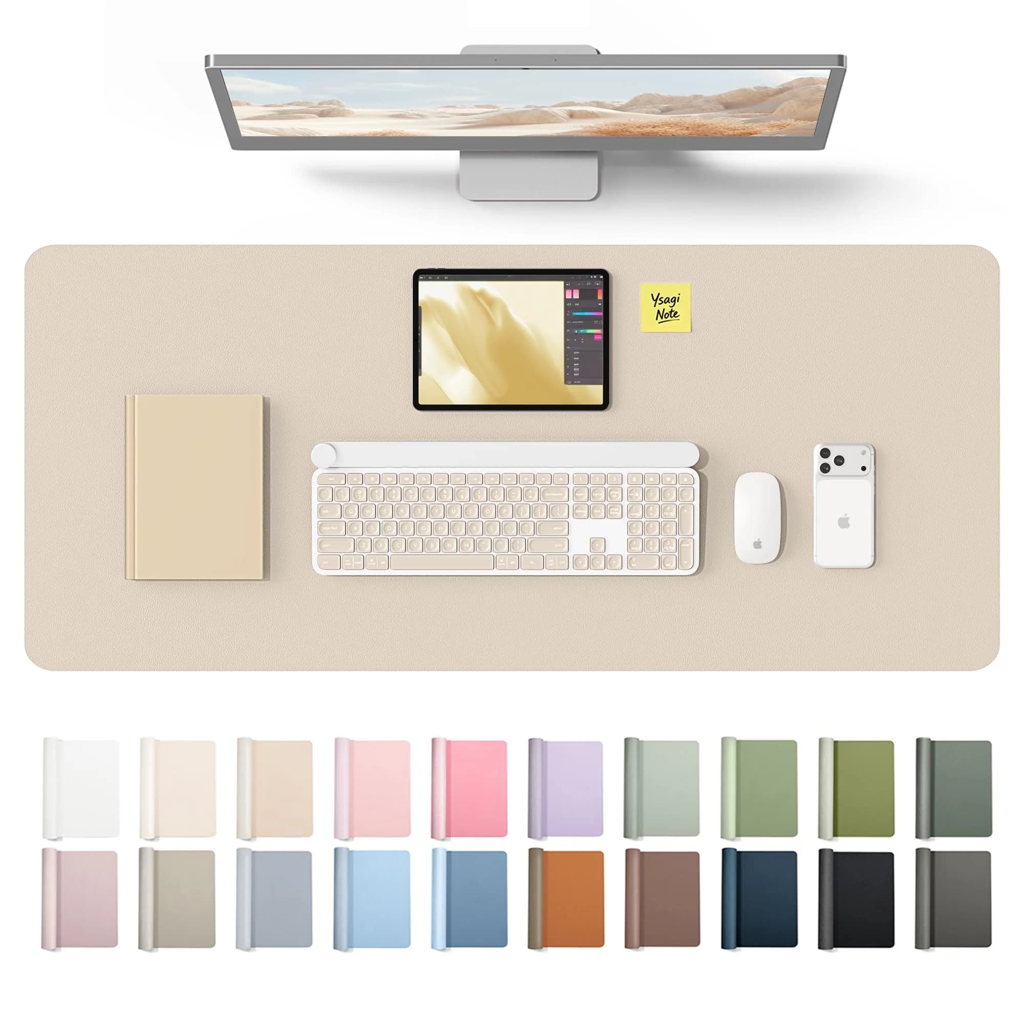 YSAGi Leather Desk Protector Mat 42" x 17.2" (106.7cm x 43.7cm) | Waterproof Writing Pad for Office and Home - main product image