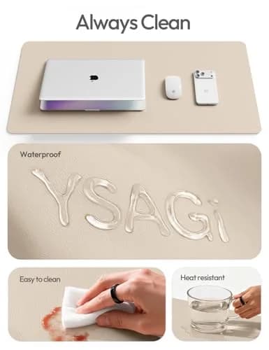 YSAGi Leather Desk Protector Mat 42" x 17.2" (106.7cm x 43.7cm) | Waterproof Writing Pad for Office and Home thumbnail 8